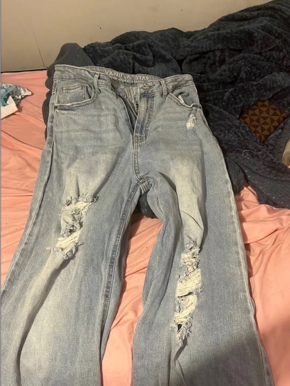 Vanilla Star Distressed Light Blue Boyfriend Jeans